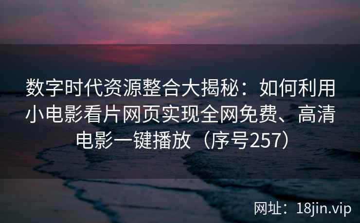数字时代资源整合大揭秘：如何利用小电影看片网页实现全网免费、高清电影一键播放（序号257）  第2张